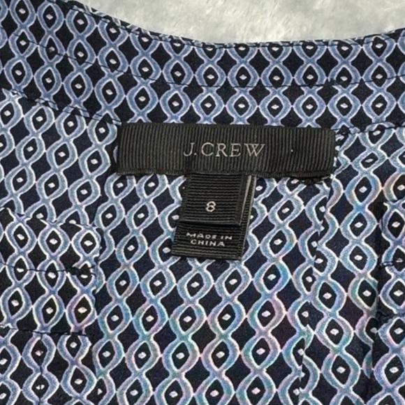 J. Crew Womens Silk Top Blouse Size 8 Cap Sleeves V-Neck Tank Modest Summer Blue - Picture 4 of 11